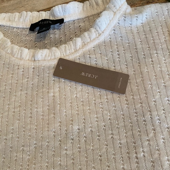 J. Crew Ivory Puff Sleeve Pointelle Top Size S NEW - Picture 3 of 7